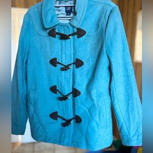 XL Gap Blue Pea coat Jacket Wool Blend toggle lined spring